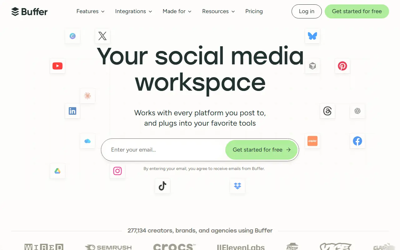 Buffer homepage screenshot