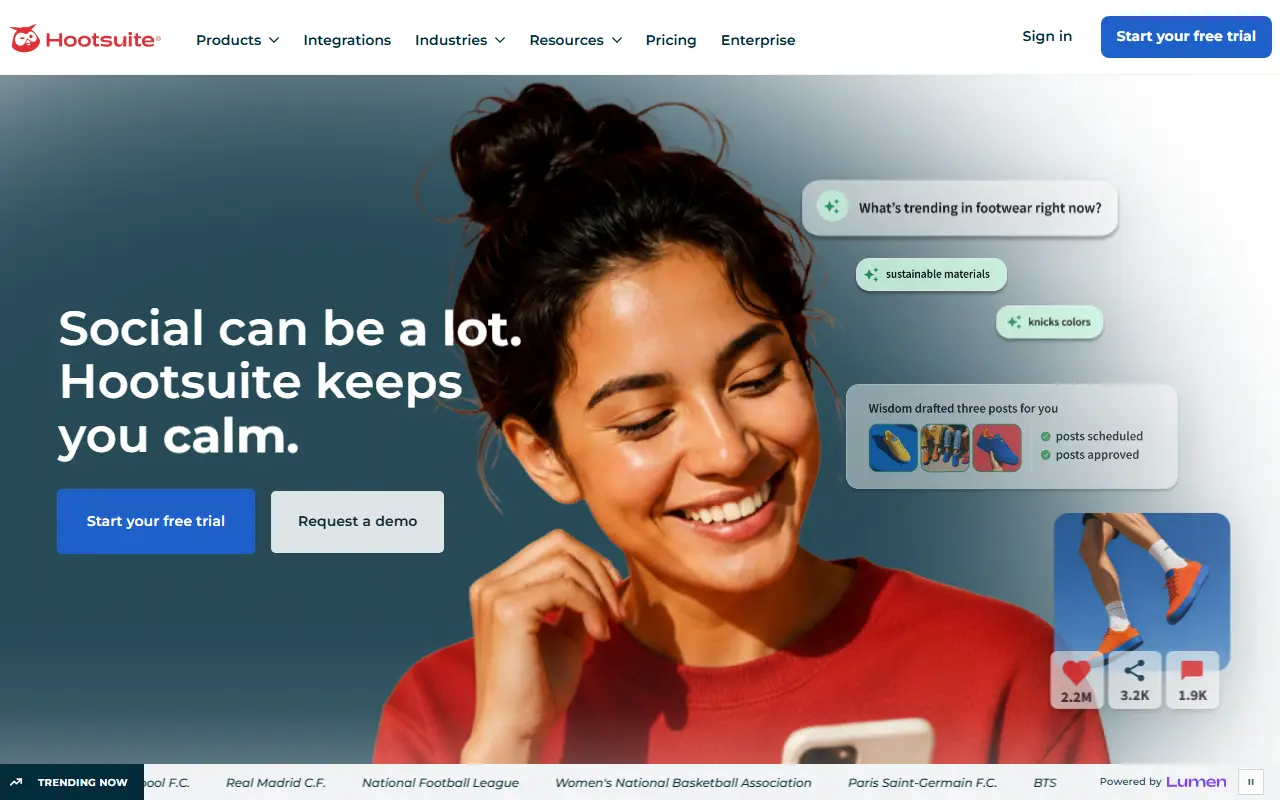 Hootsuite homepage screenshot
