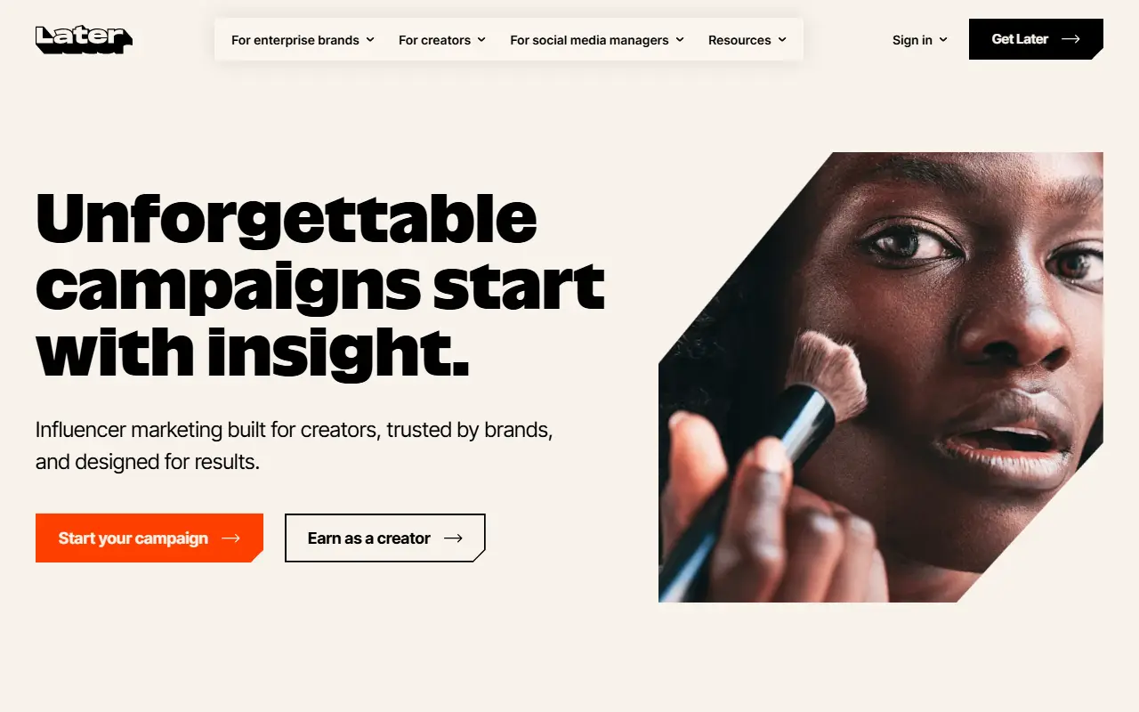 Later homepage screenshot