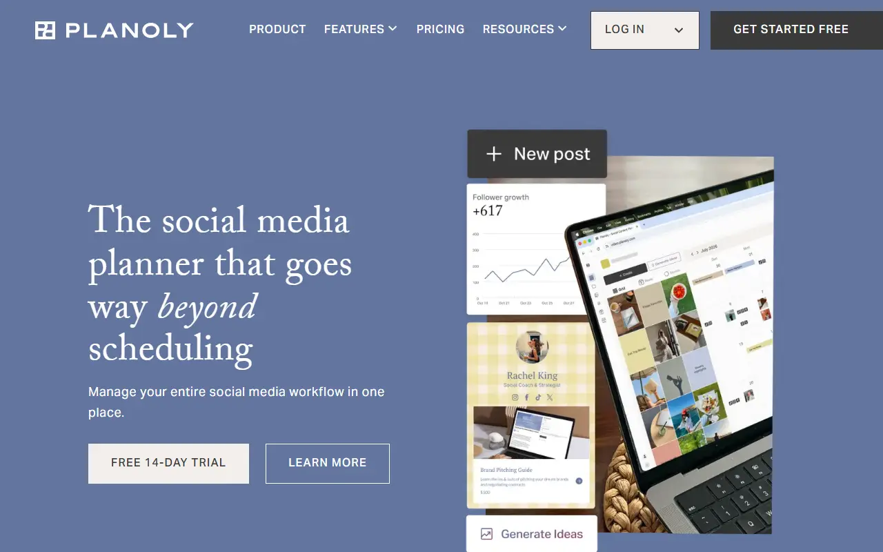 Planoly homepage screenshot