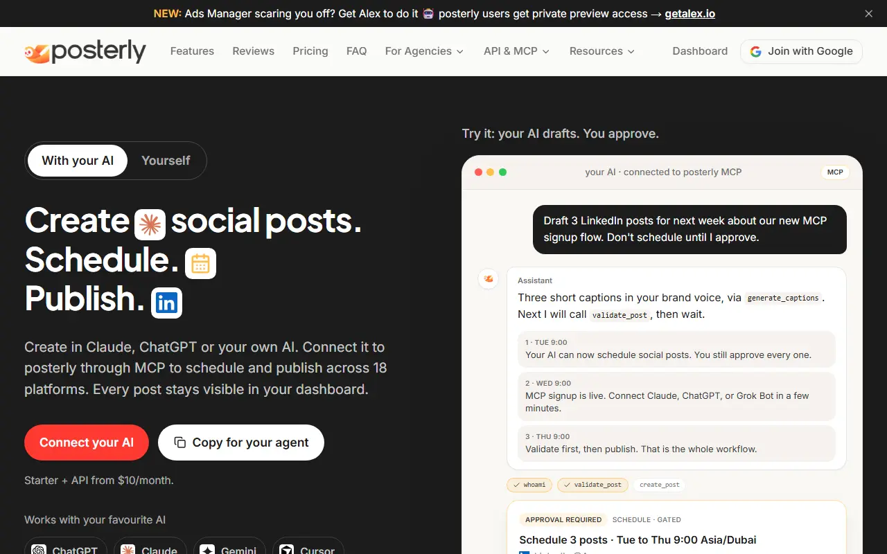 Posterly homepage screenshot