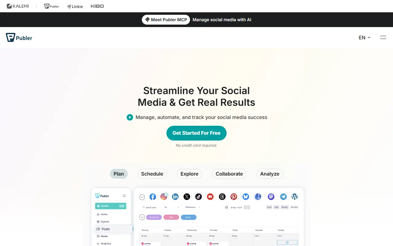 Publer homepage screenshot